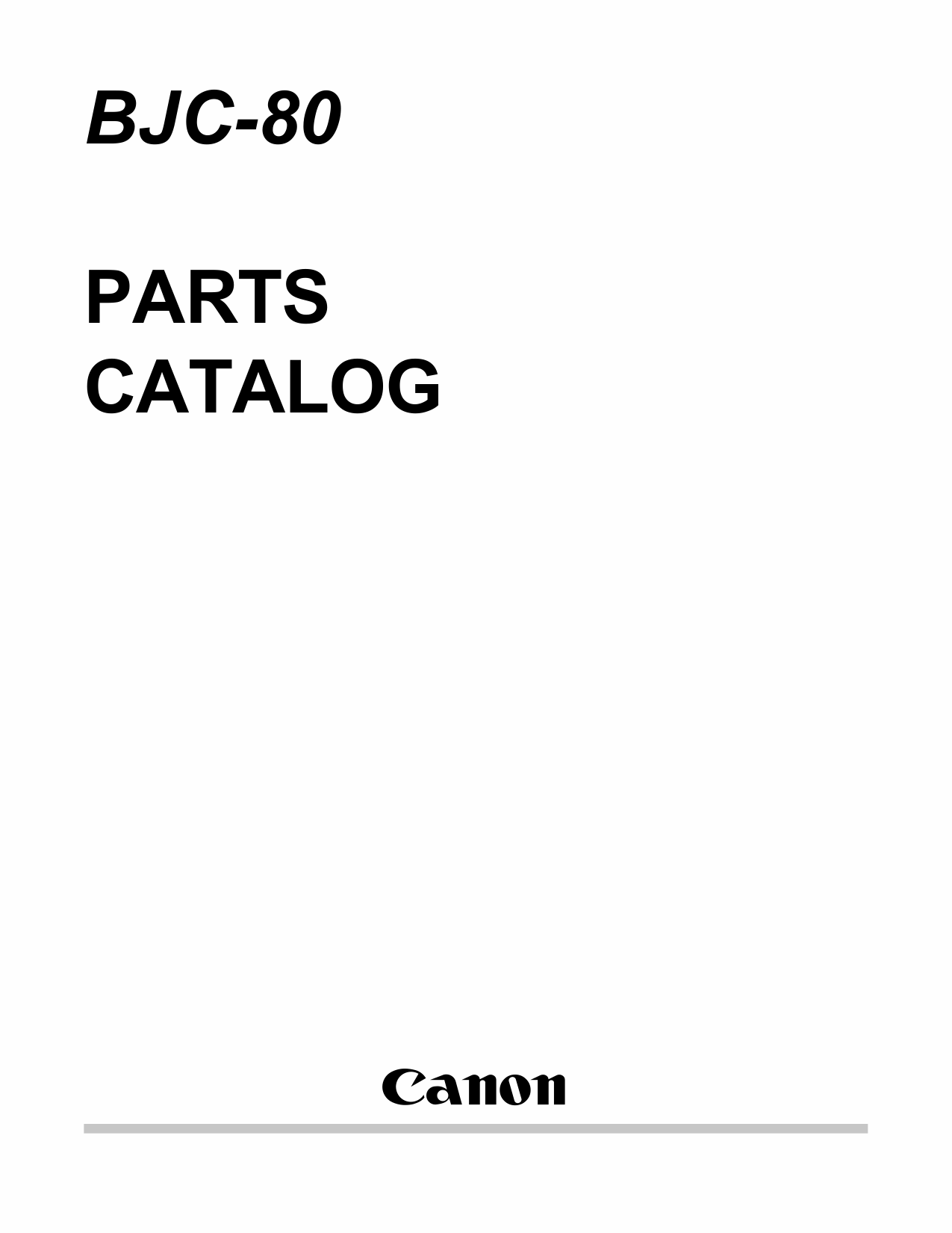 Canon BubbleJet BJC-80 Parts Catalog Manual-1